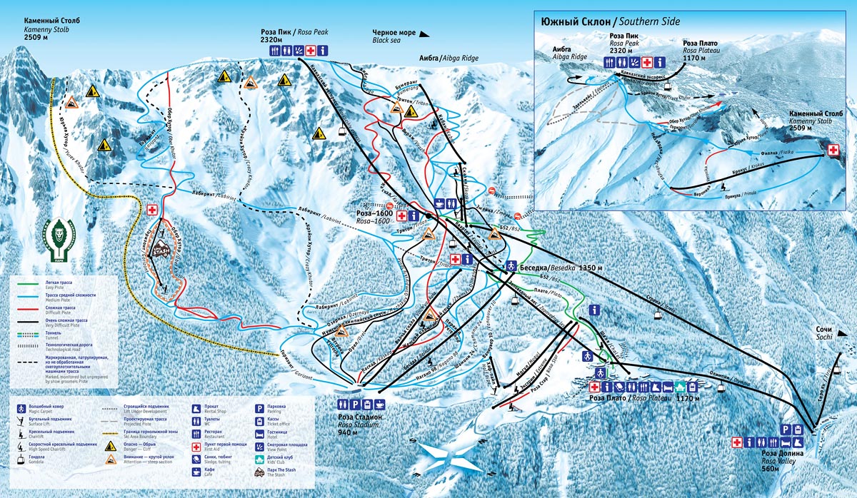 Подробная карта трасс курорта