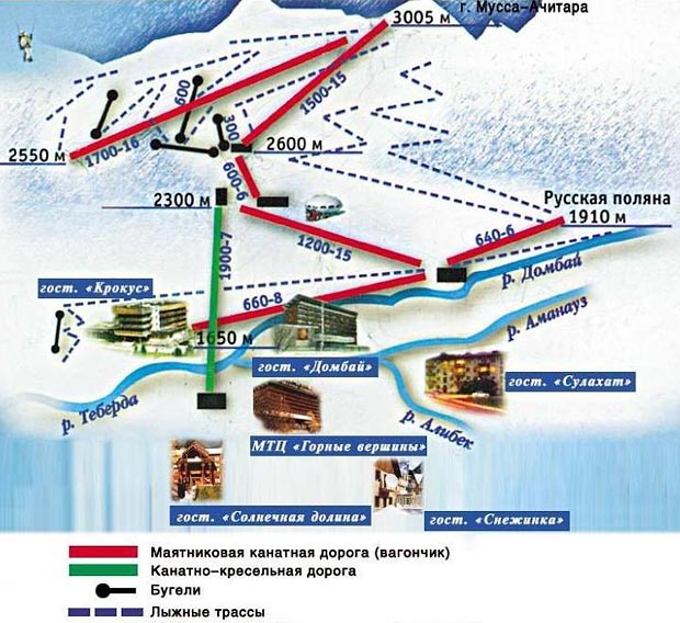 Схема трасс Домбая