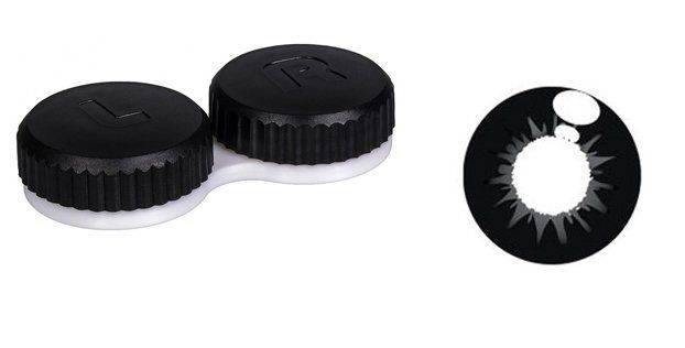 Цветная линза Черная линза и футляр