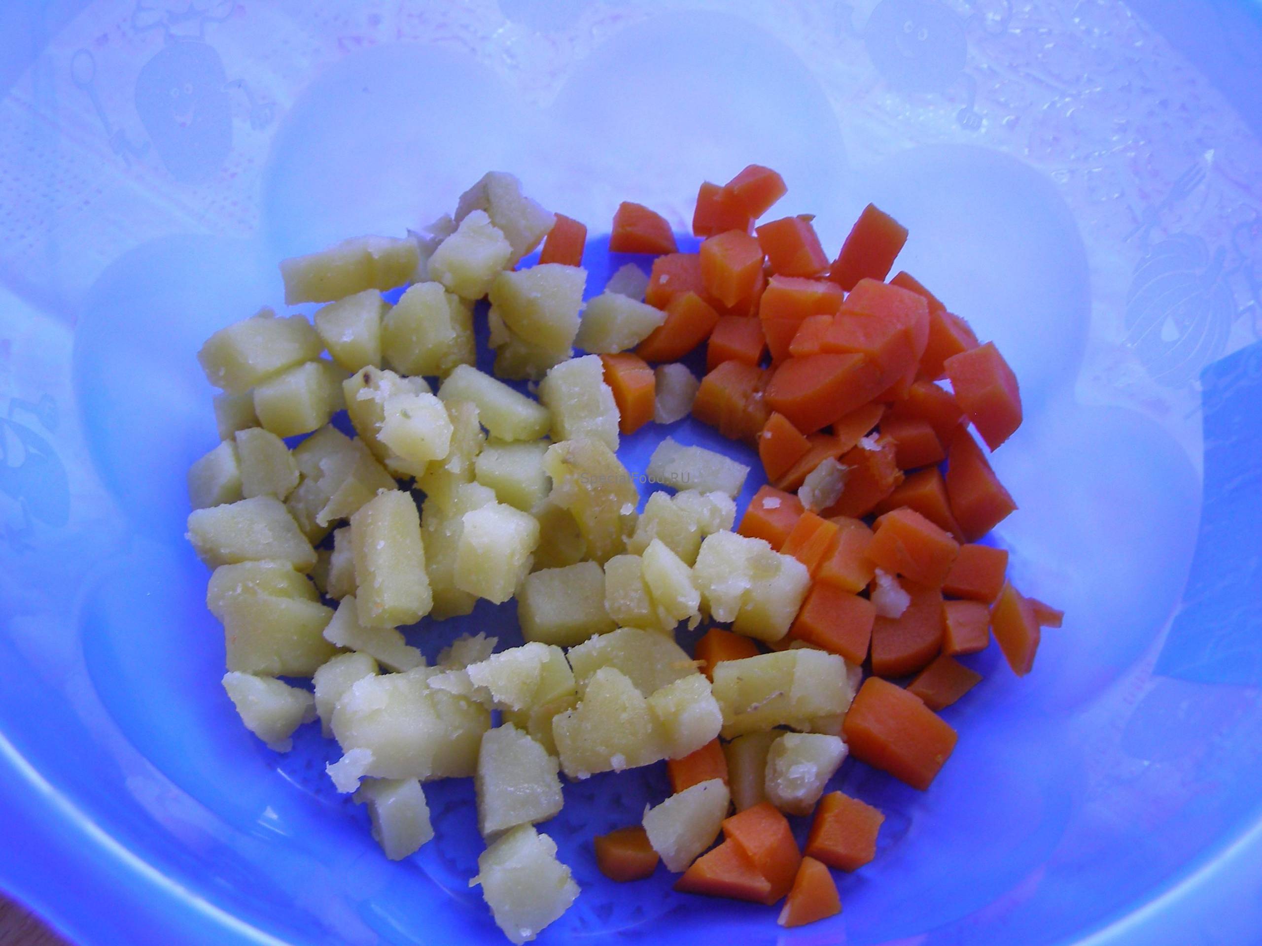 Очищенные и нарезанные овощи