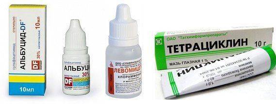 Средства от ячменя Альбуцид, Левомицетин и Тетрациклин